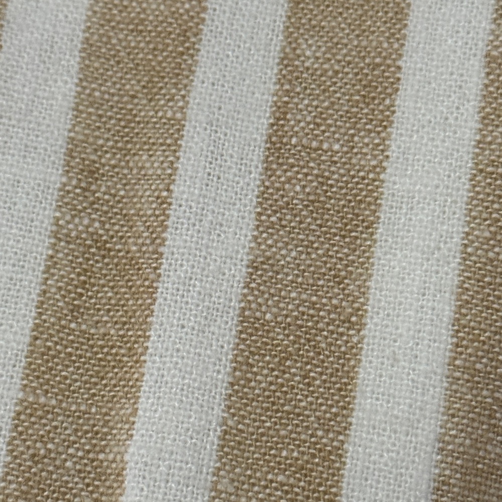 Wmns Universal Thread Linen/Rayon Blend Button Up Shirt-Sz XL-Tan/White Stripes - Picture 5 of 16